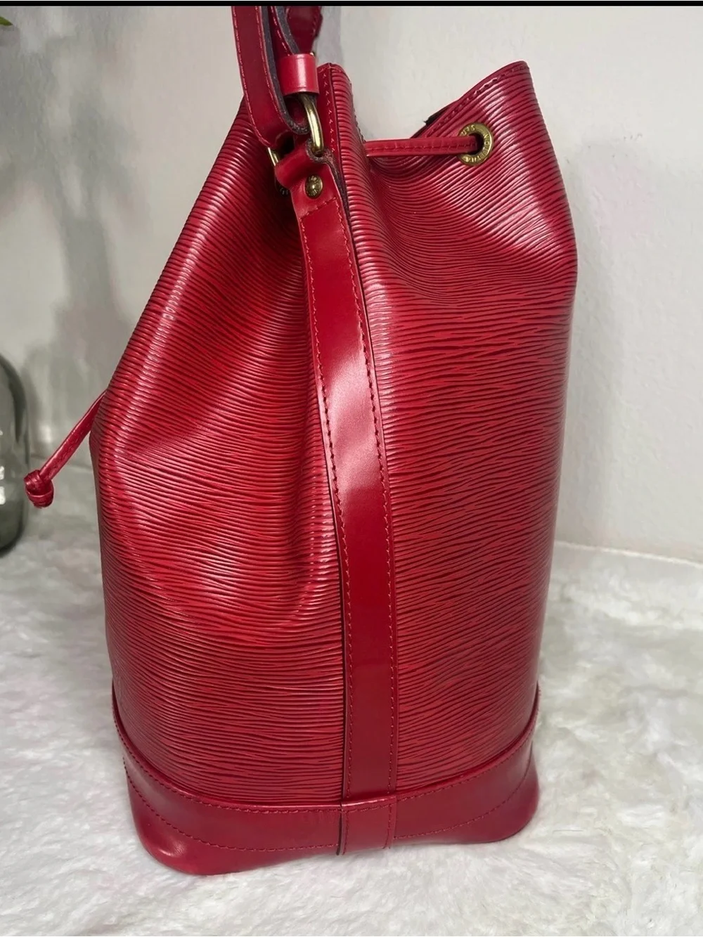 Louis Vuitton Red Epi Leather Noe Bucket Bag